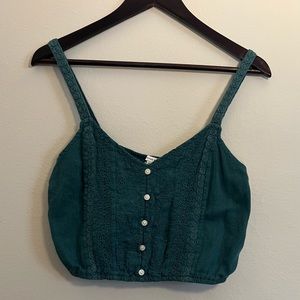 American Eagle Dark Green Elastic Crop Top